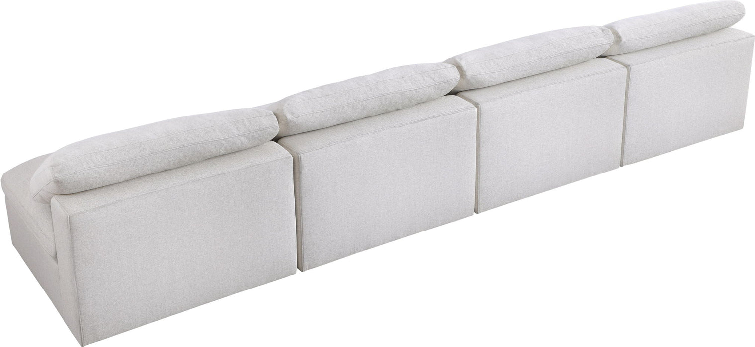 Serene 156" Linen Textured Fabric Upholstered Deluxe Comfort 4pc. Armless Modular Sofa