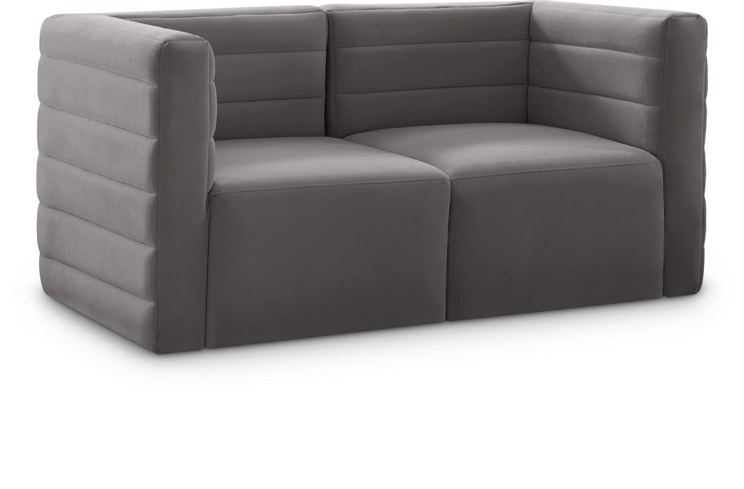 Quincy 63" Velvet Upholstered Comfort 2pc. Modular Loveseat