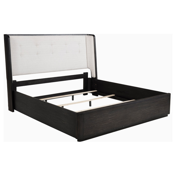 Cama de respaldo alto Leandro de 55" - negro bruñido