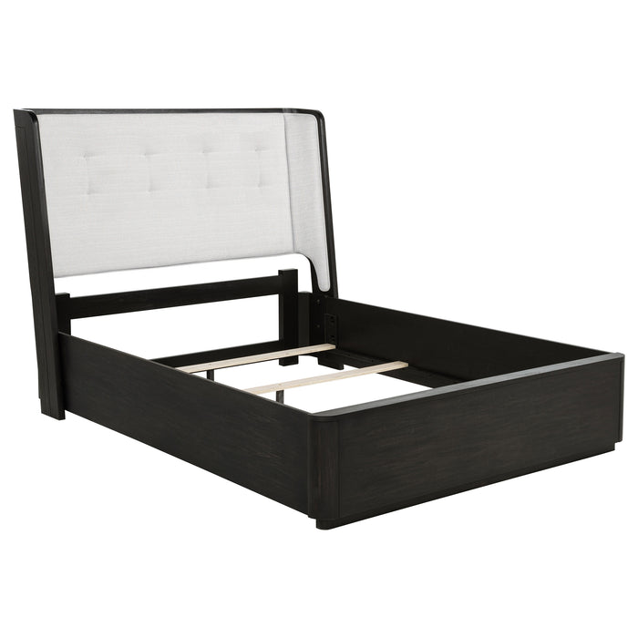 Cama de respaldo alto Leandro de 55" - negro bruñido
