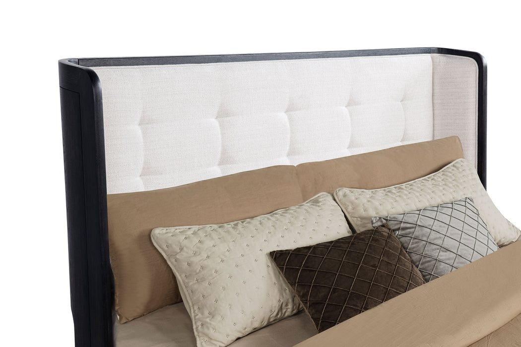 Cama de respaldo alto Leandro de 55" - negro bruñido
