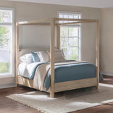 Cama con dosel California King Solano de 83 pulgadas, de mango envejecido