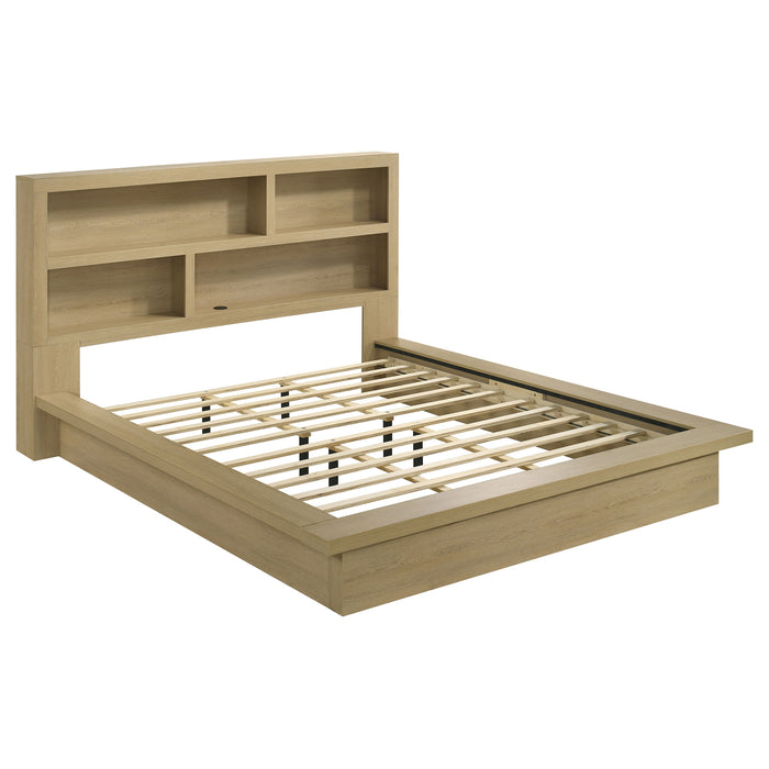 Hendricks Bookcase Headboard Platform Bed Light Oak