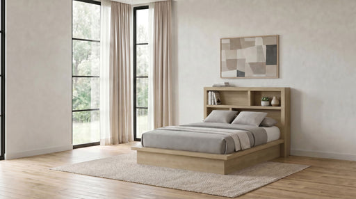 Hendricks Bookcase Headboard Platform Bed Light Oak