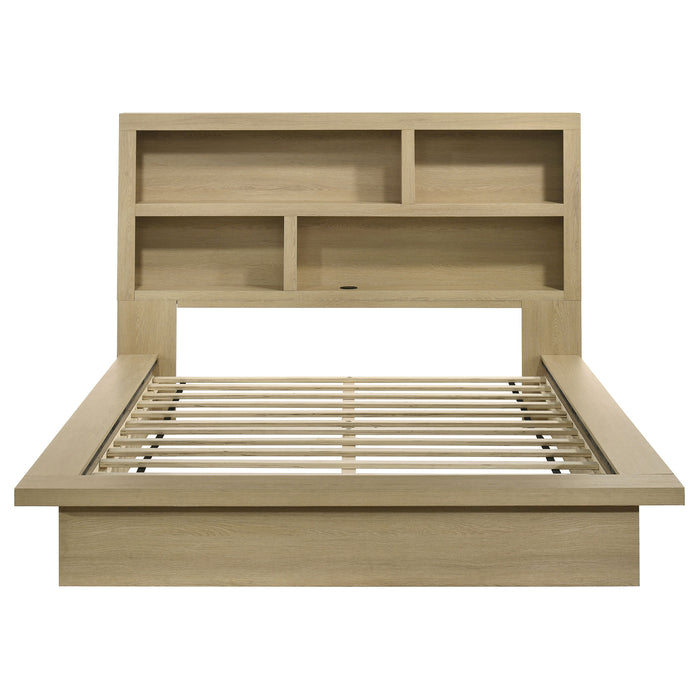 Hendricks Bookcase Headboard Platform Bed Light Oak