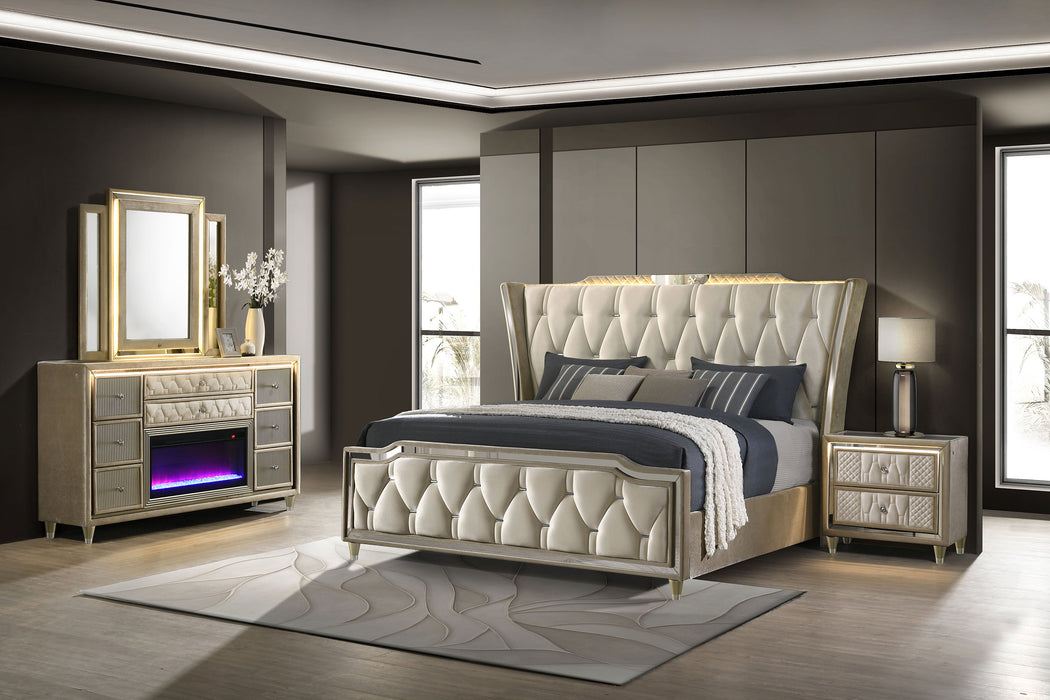 Lorient 5-piece Queen Bedroom Set Ivory and Camel