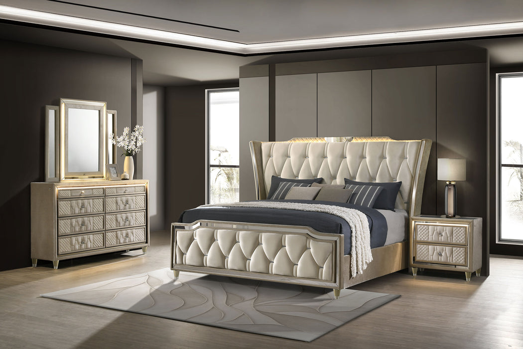 Lorient 5-piece Queen Bedroom Set Ivory and Camel