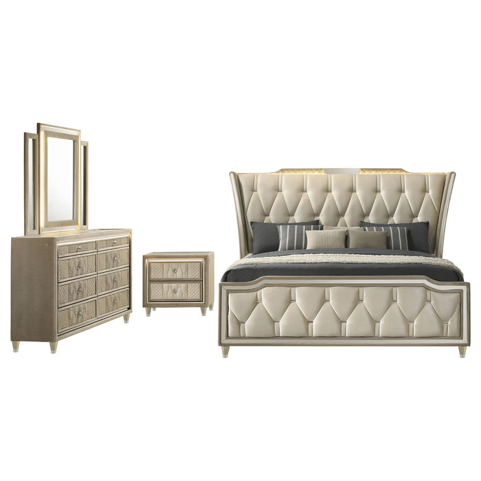 Lorient 5-piece Queen Bedroom Set Ivory and Camel