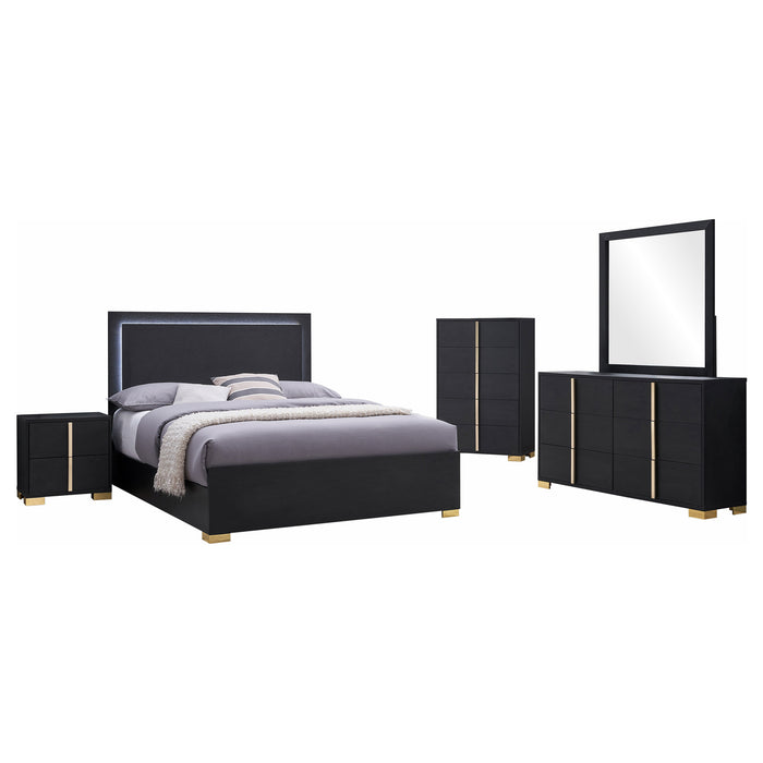 Juego de dormitorio Marceline tamaño Full de 5 piezas - negro