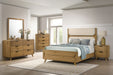 Coaster Bennett Eastern King 6-Piece Eastern King Upholstered Mid-Century Bedroom Set Light Oak