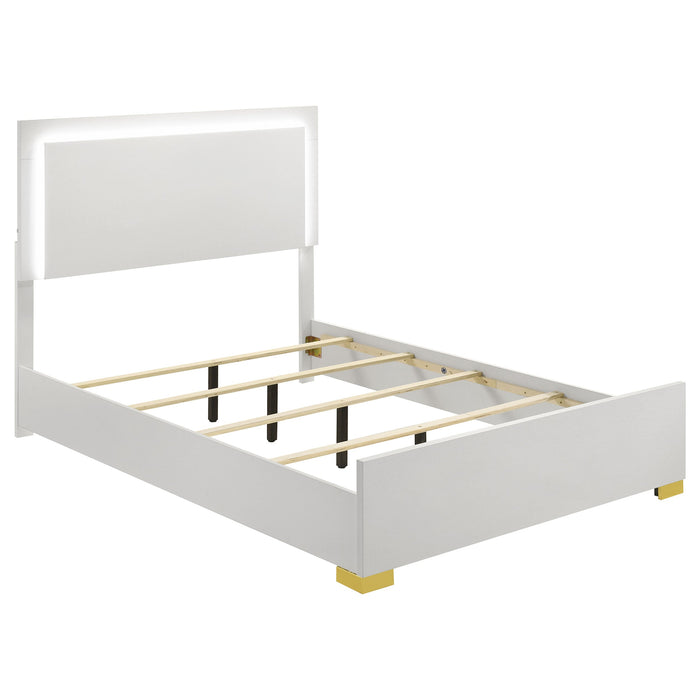 Marceline Wood LED Panel Bed Black