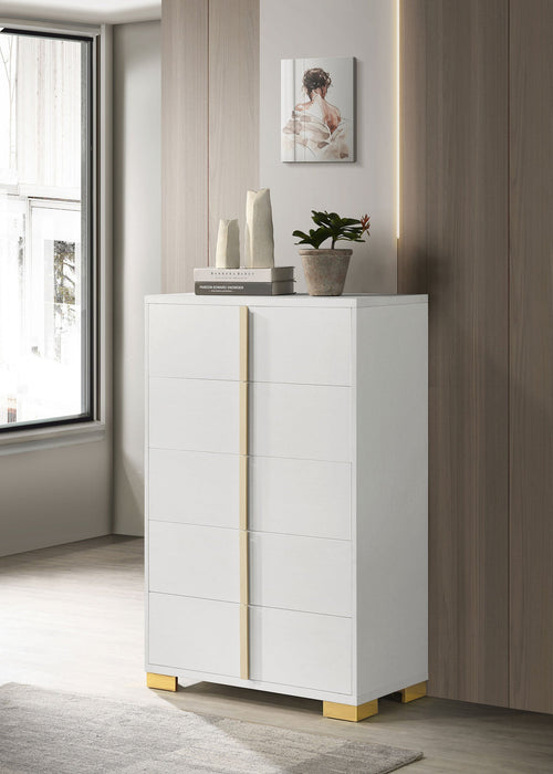 Cómoda de dormitorio Marceline de 5 cajones, negra
