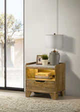 Mesita de noche Henderson con 1 cajón, LED, roble medio