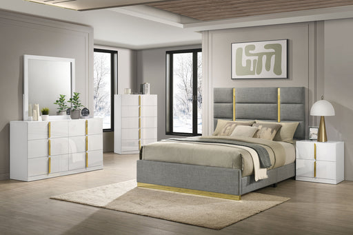 Coaster Ines 6-Piece Queen Bedroom Set Grey and White High Gloss