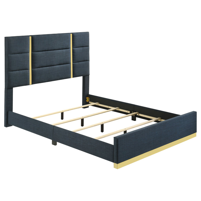 Ines 56-inch Fabric Upholstered Panel Bed Navy