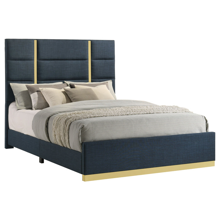 Ines 56-inch Fabric Upholstered Panel Bed Navy