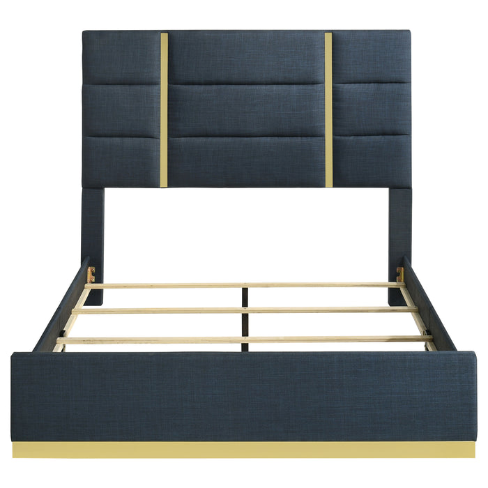 Ines 56-inch Fabric Upholstered Panel Bed Navy