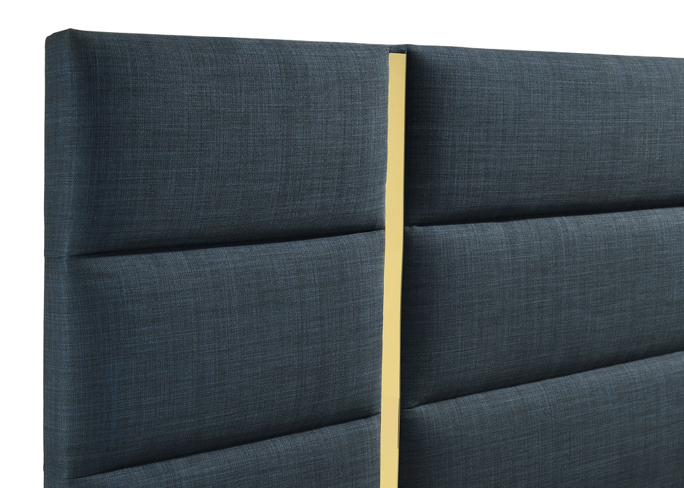 Ines 56-inch Fabric Upholstered Panel Bed Navy