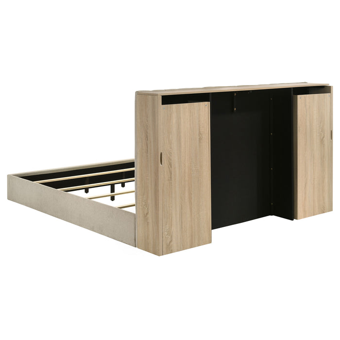 Juego de dormitorio tapizado Arielle tamaño Eastern King de 5 piezas - roble claro