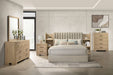 Coaster Arielle 6-Piece Eastern King Upholstered Bedroom Set Light Oak