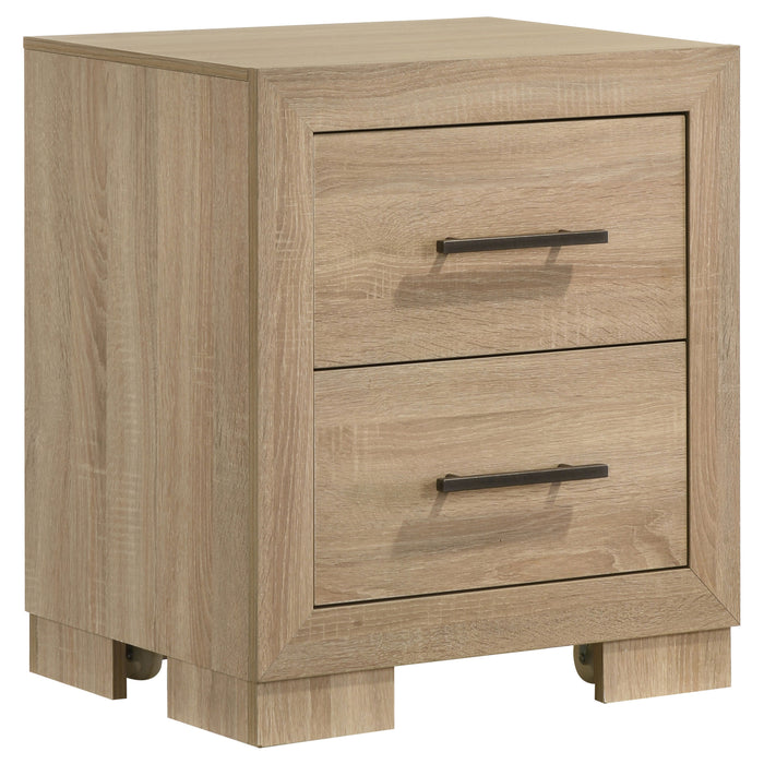 Juego de dormitorio tapizado Arielle tamaño Eastern King de 5 piezas - roble claro