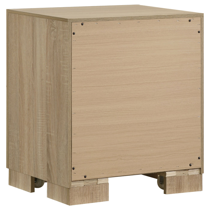 Juego de dormitorio tapizado Arielle tamaño Queen de 5 piezas - roble claro