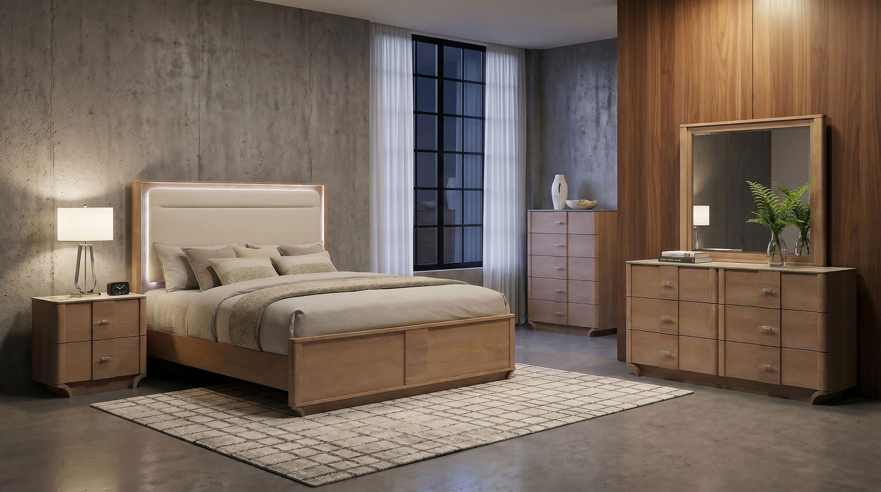 Leanne 2-drawer Sinter Stone Top Nightstand Light Oak