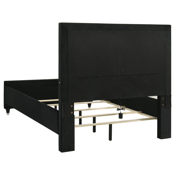 Ravenne Velvet Upholstered LED Panel Bed Black