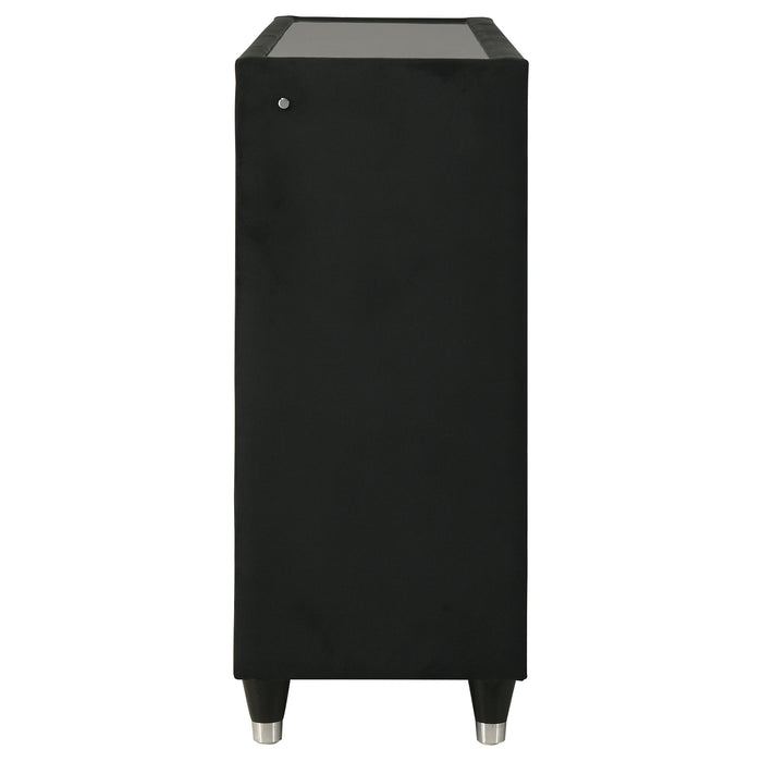 Ravenne 8-drawer Velvet Upholstered LED Dresser Cabinet Black