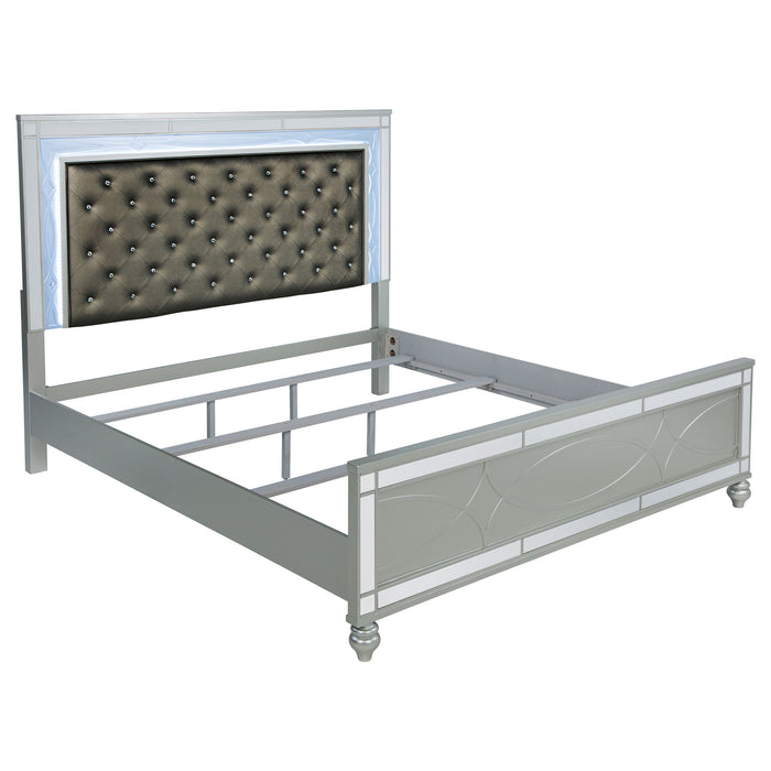 Gunnison Wood LED Panel Bed Silver Metallic