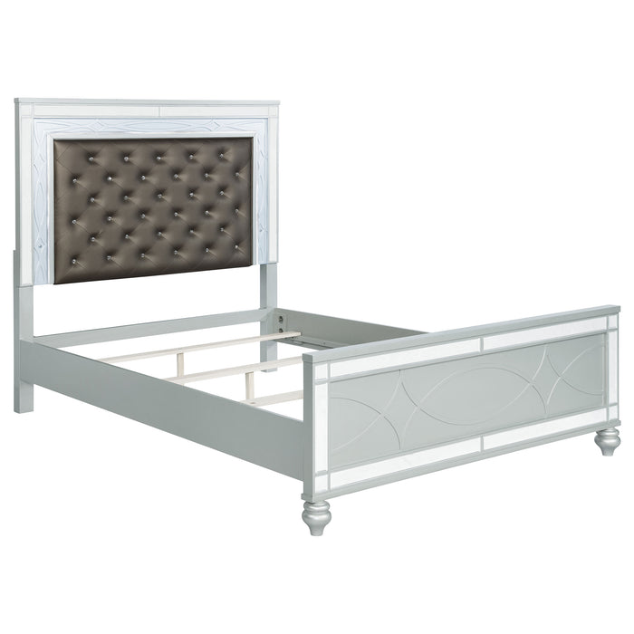 Gunnison Wood LED Panel Bed Silver Metallic