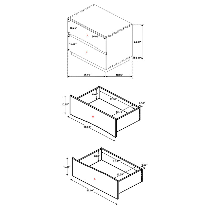 Juego de dormitorio Winslow tamaño Queen de 5 piezas - nogal ahumado