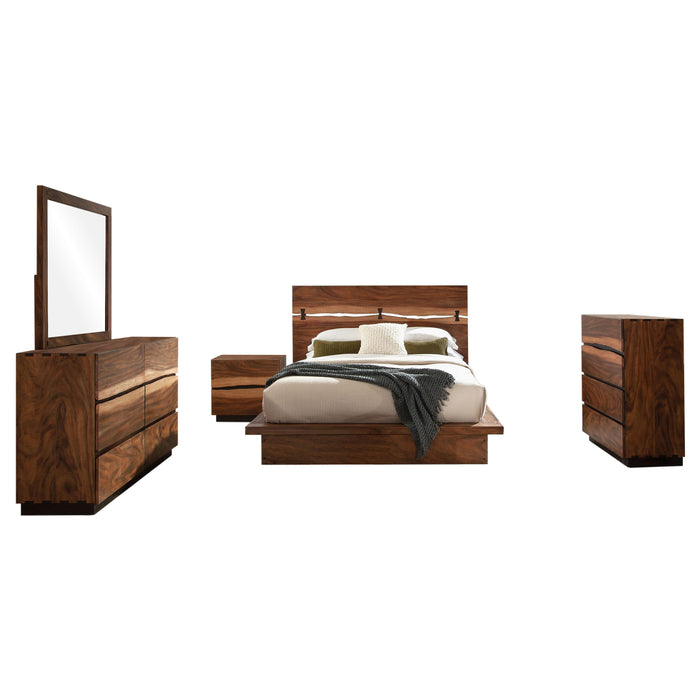 Juego de dormitorio Winslow tamaño Queen de 5 piezas - nogal ahumado