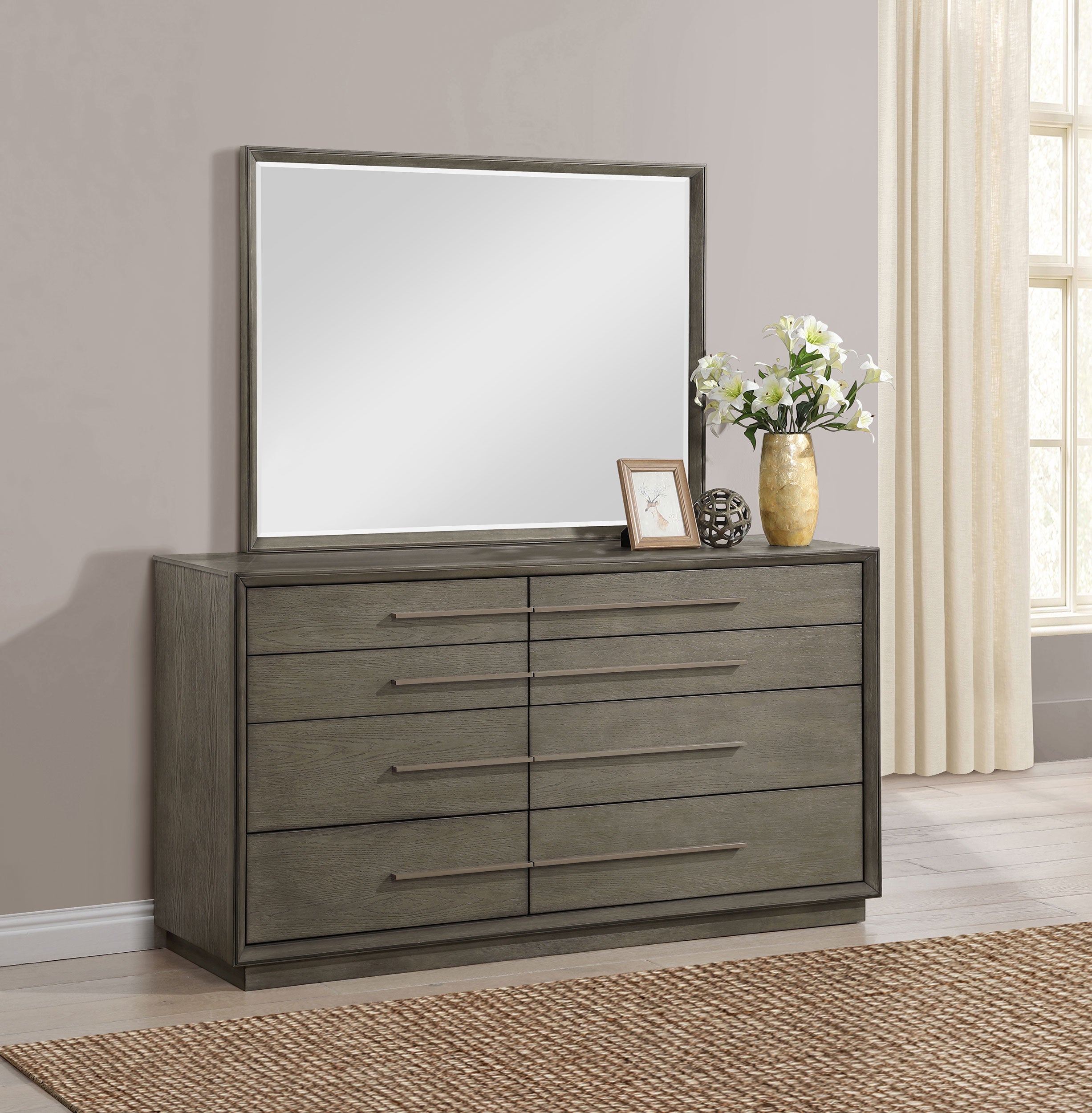 Durango 8-drawer Dresser and Mirror Taupe Oak
