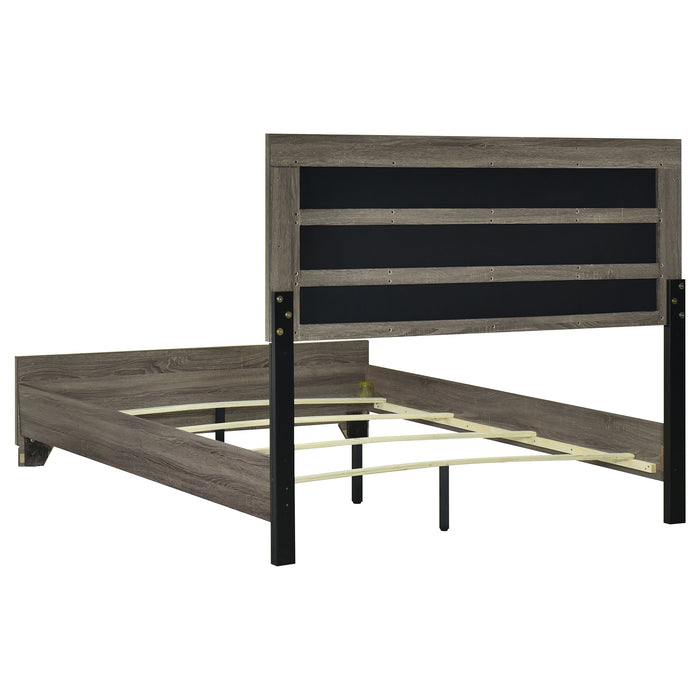 Wright 52-inch Upholstered Bed Brown Oak