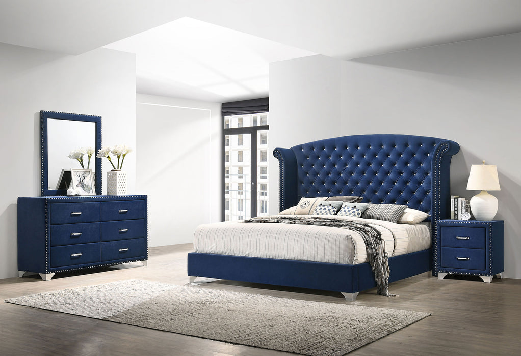 Juego de dormitorio Melody tamaño Queen de 5 piezas - azul pacífico