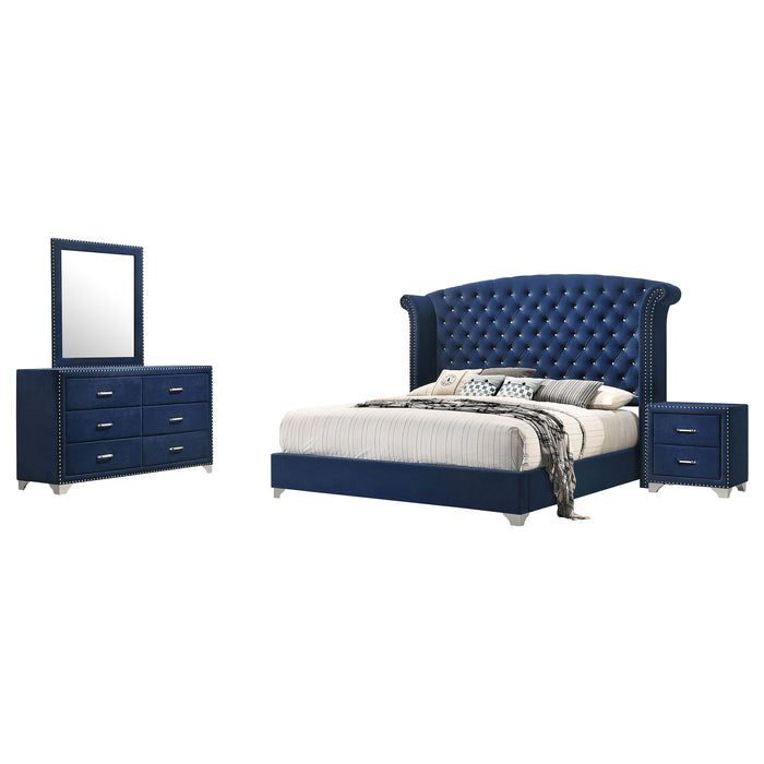 Juego de dormitorio Melody tamaño Queen de 5 piezas - azul pacífico