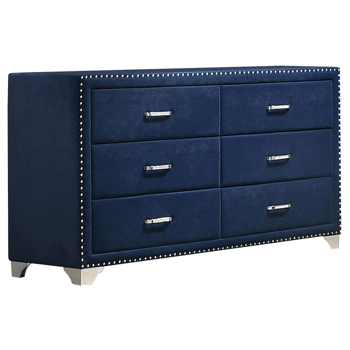 Juego de dormitorio Melody tamaño Queen de 5 piezas - azul pacífico