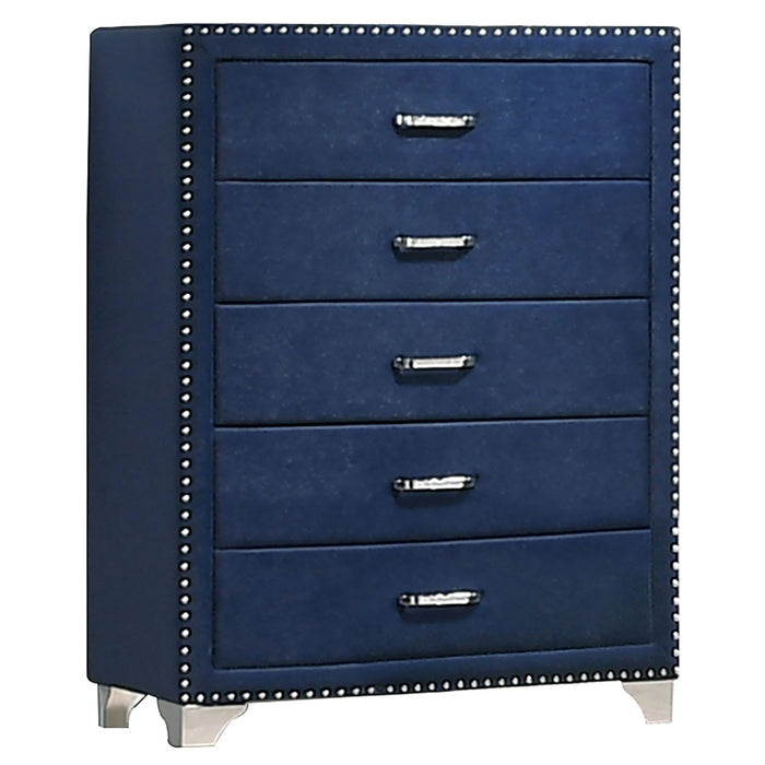 Juego de dormitorio Melody tamaño Queen de 5 piezas - azul pacífico