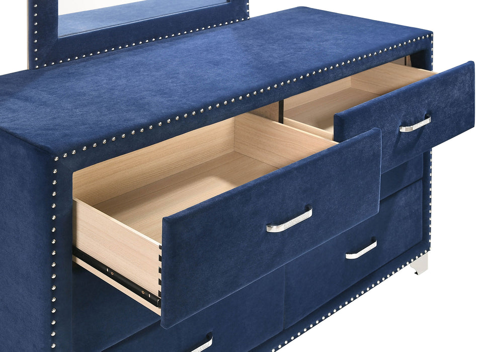 Juego de dormitorio Melody tamaño Queen de 5 piezas - azul pacífico