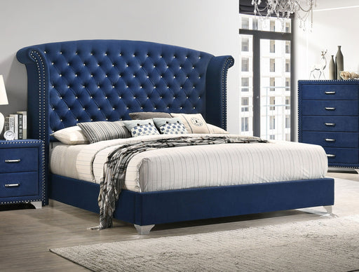 Melody Upholstered Wingback Bed Pacific Blue