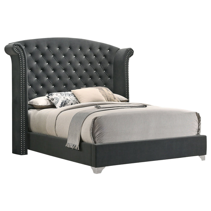 Juego de dormitorio Melody tamaño California King de 5 piezas - gris
