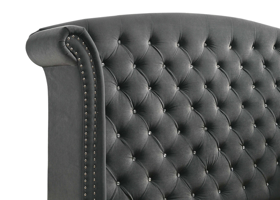 Juego de dormitorio Melody tamaño California King de 5 piezas - gris