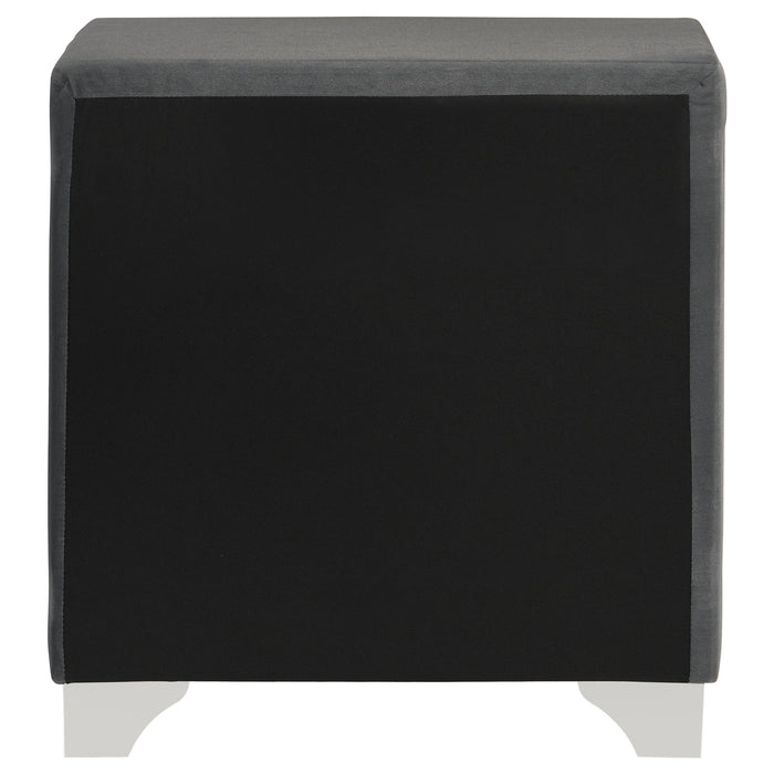 Melody Upholstered 2-drawer Nightstand Grey