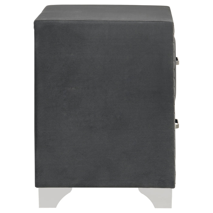 Melody Upholstered 2-drawer Nightstand Grey