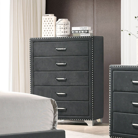 Cómoda para dormitorio Melody de 5 cajones gris