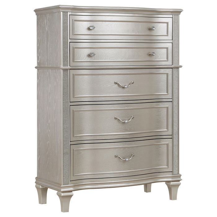 Juego de dormitorio Evangeline tamaño Eastern King de 5 piezas - roble plateado