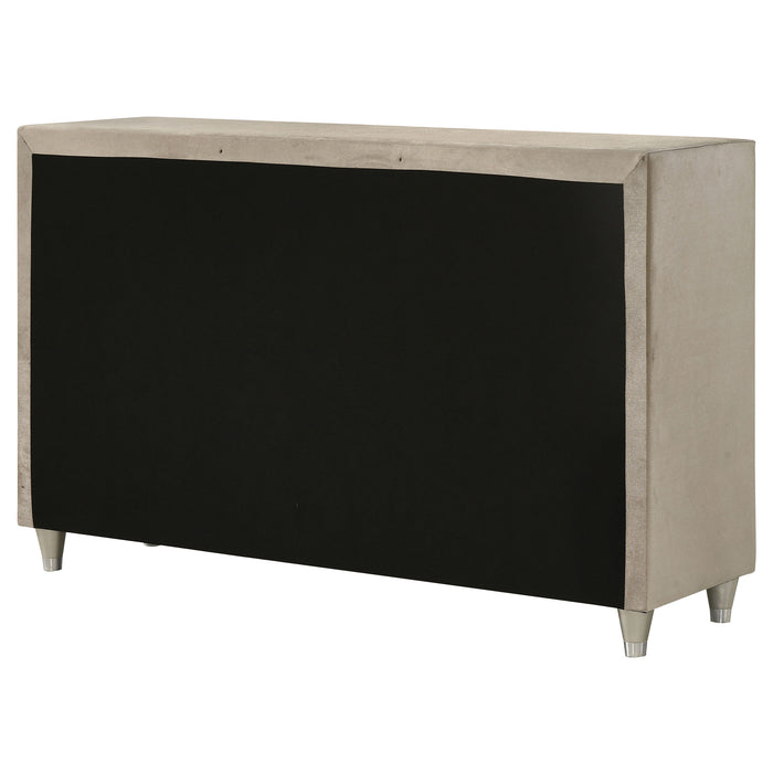 Antonella 7-drawer Upholstered Dresser Ivory and Camel