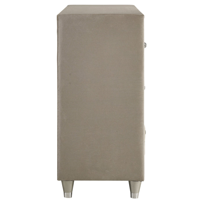 Antonella 7-drawer Upholstered Dresser Ivory and Camel