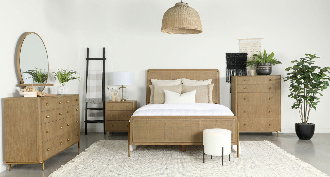 Coaster Arini 3-Piece Queen Panel Bedroom Set Sand Wash and Natural Cane
